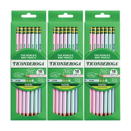 Ticonderoga Wooden Pencil Pastel, Sharpened, 54PK X13718